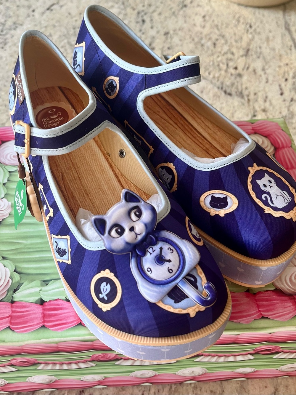 BNWT Hot Chocolate Design Purrfect Time Kitsch Kitty platform Mary Janes - Picture 3 of 9